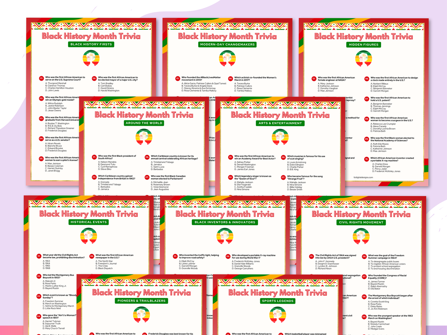 Black History Month Trivia Game Bundle