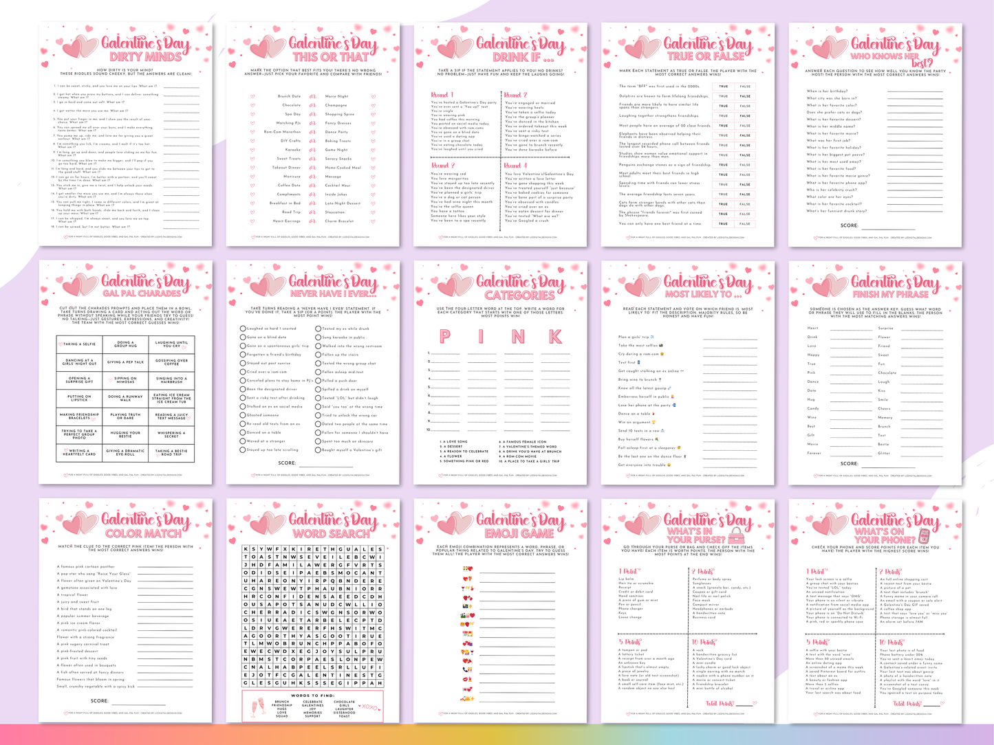 Galentine's Day Party Game Pack