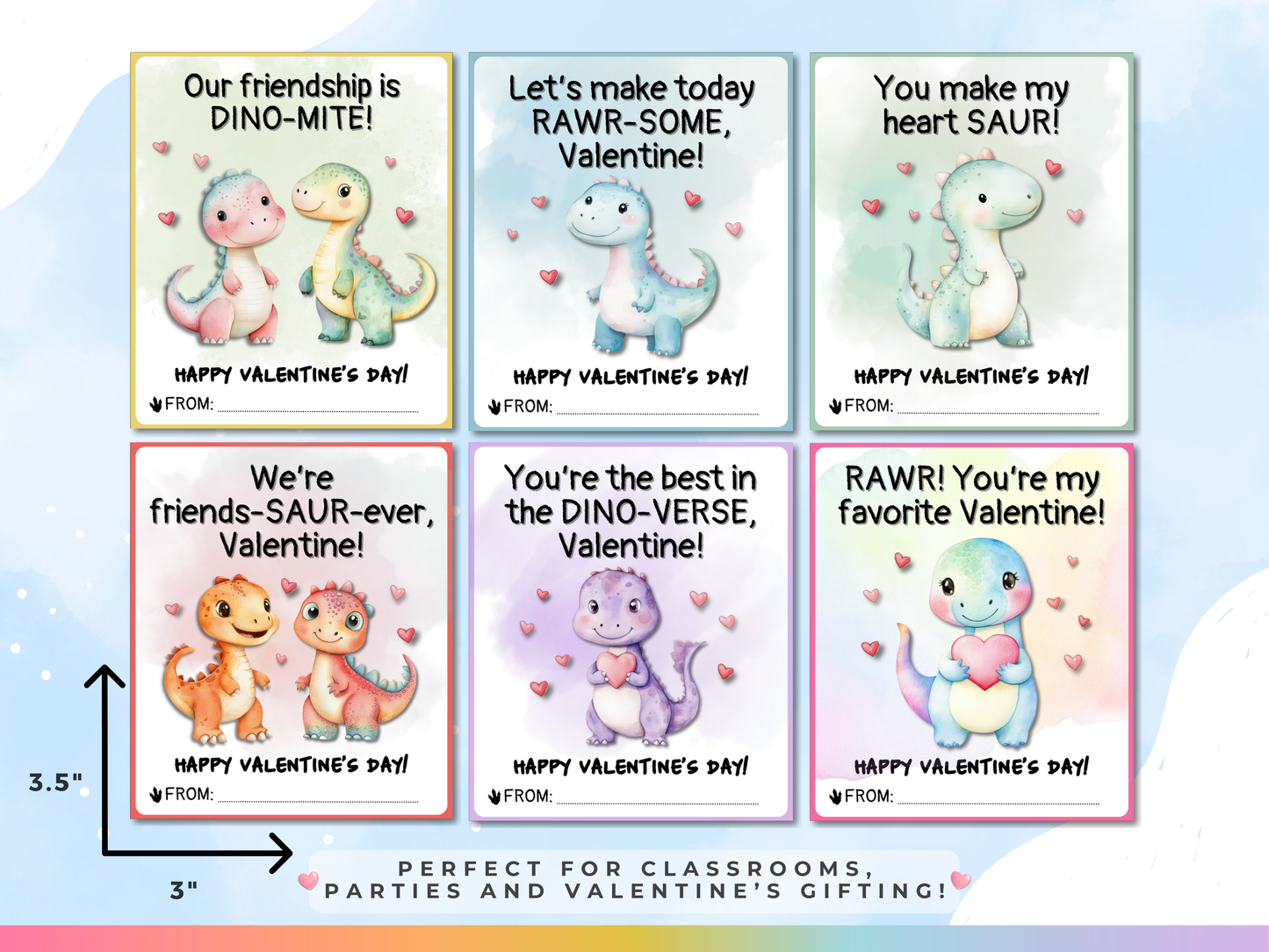 Dinosaur Valentine's Day Cards