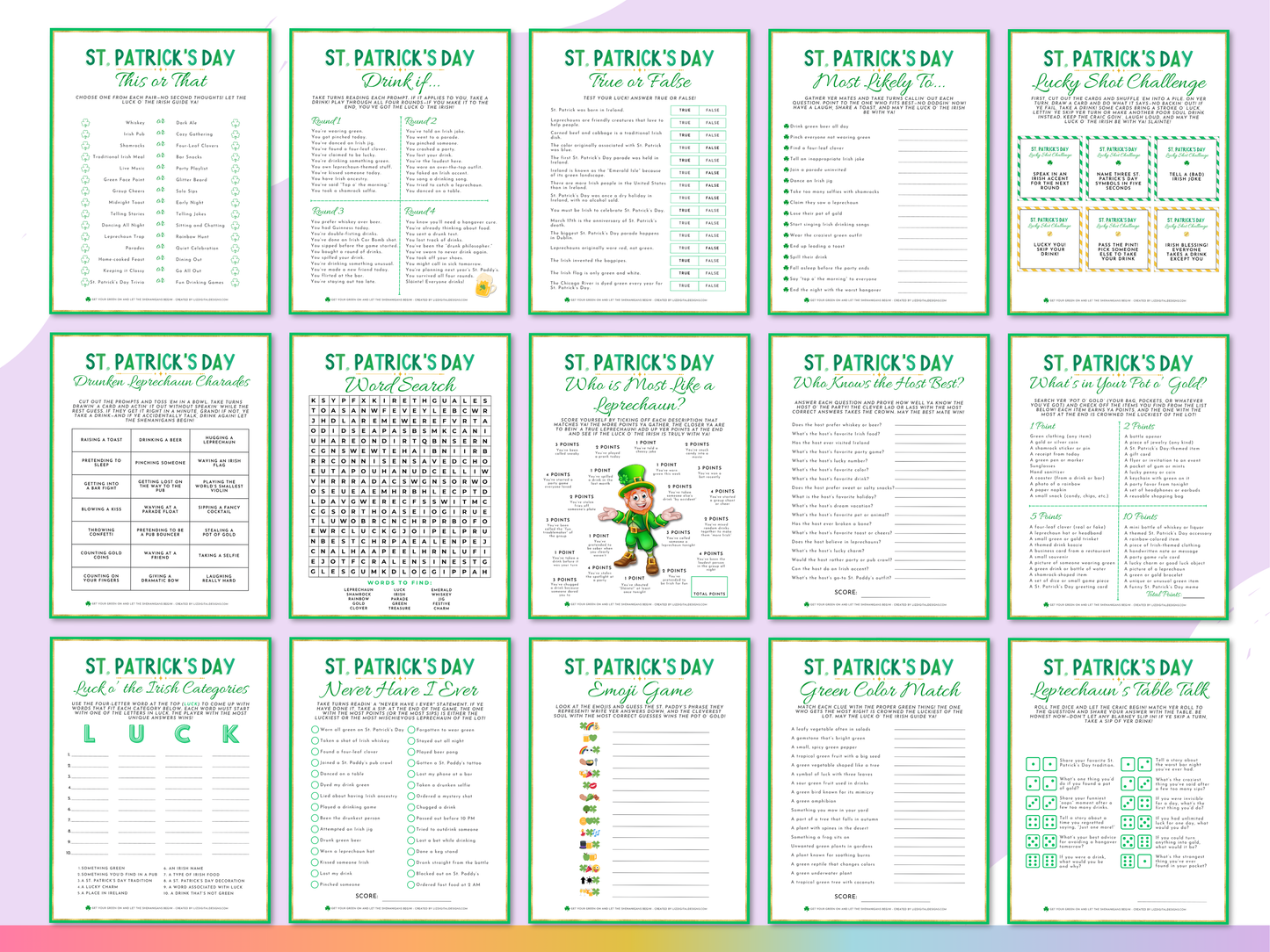 St. Patrick's Day Party Game Pack