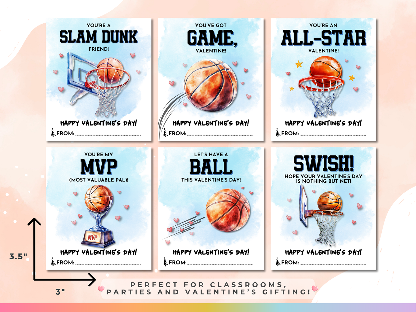 Basketball Valentine's Day Cards