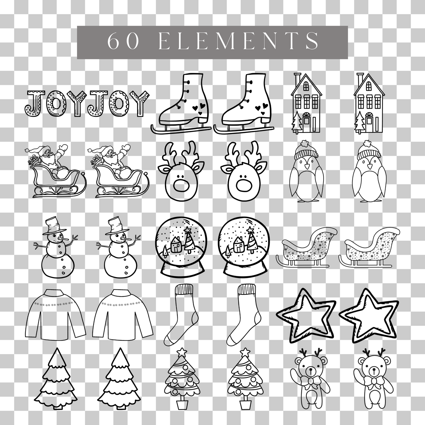 Christmas Coloring Clipart Pack