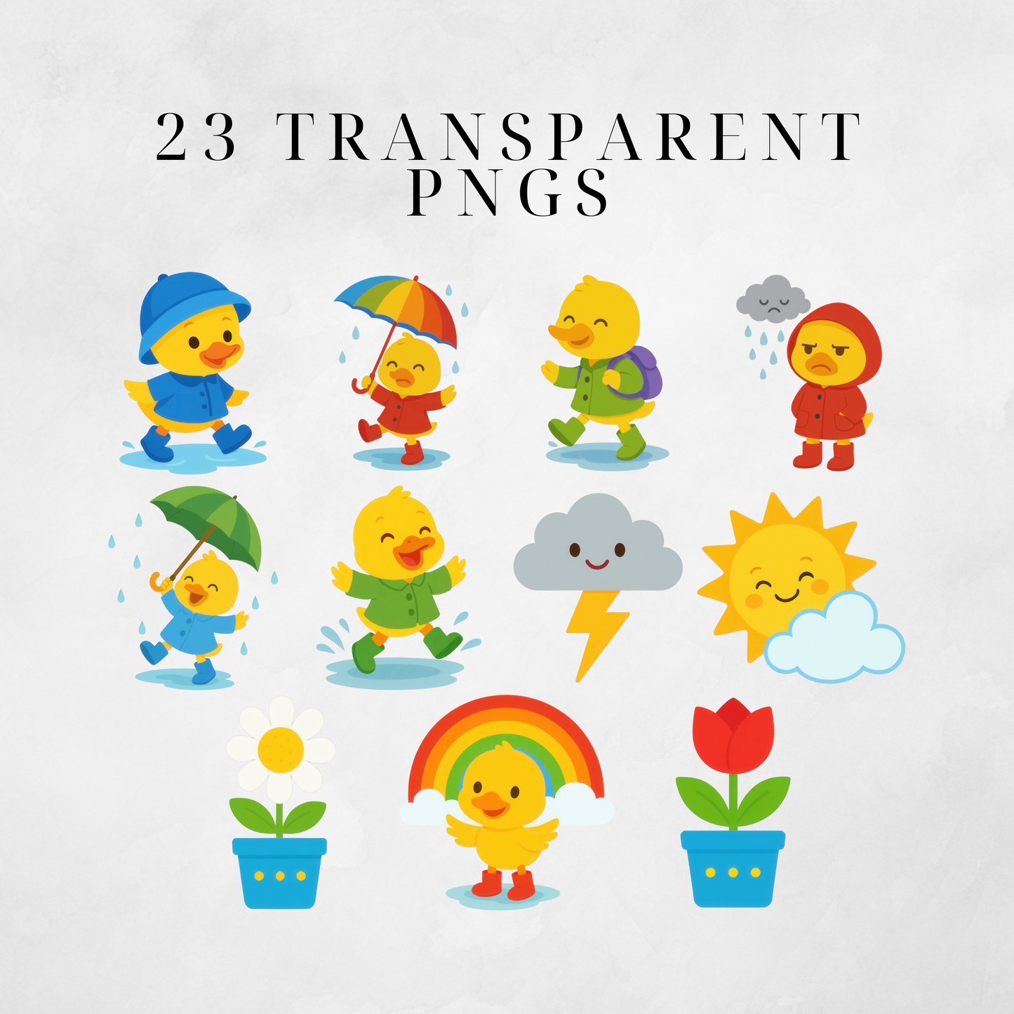 Rainy Day Duck Clipart Pack