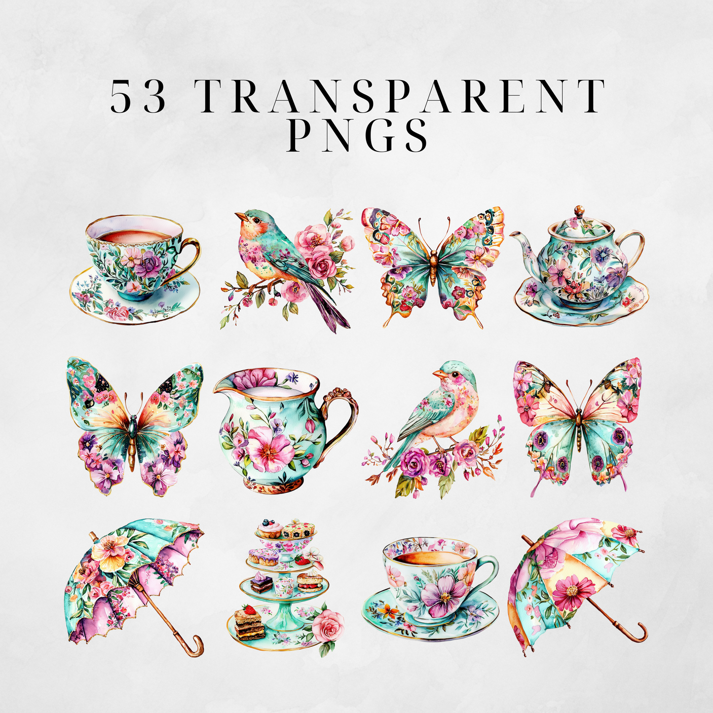 Floral Tea Party Clipart Pack