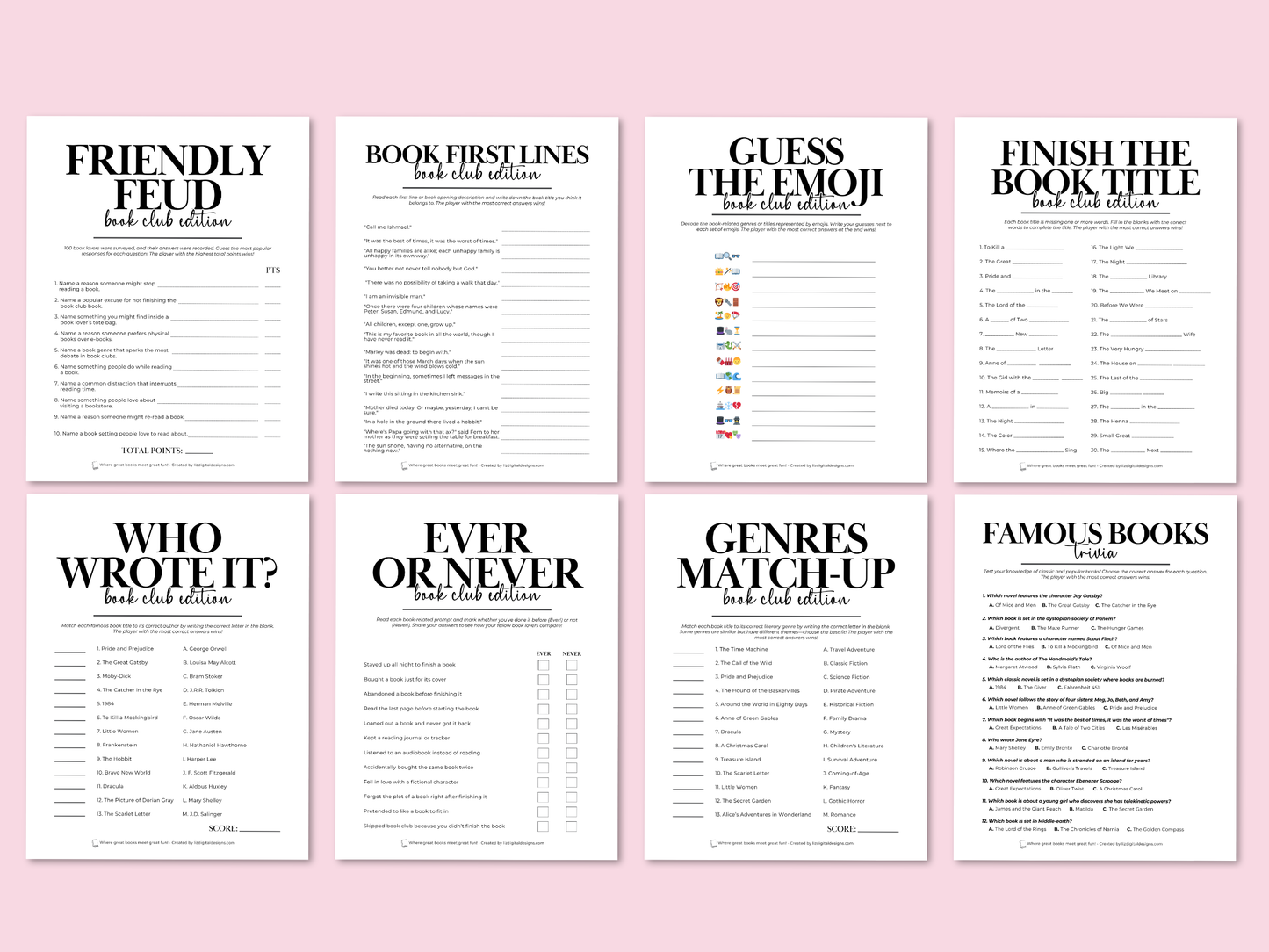 Book Club Game Pack (8 Games)