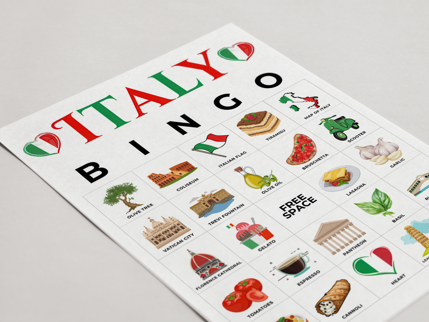 Italy Bingo Cards