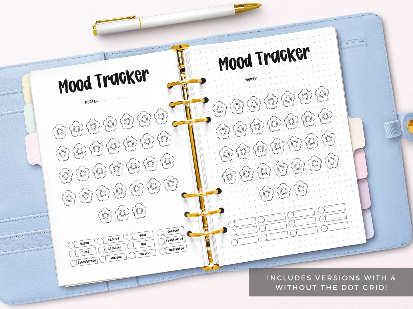 Chinese Blossoms Mood Tracker (Planner Insert)