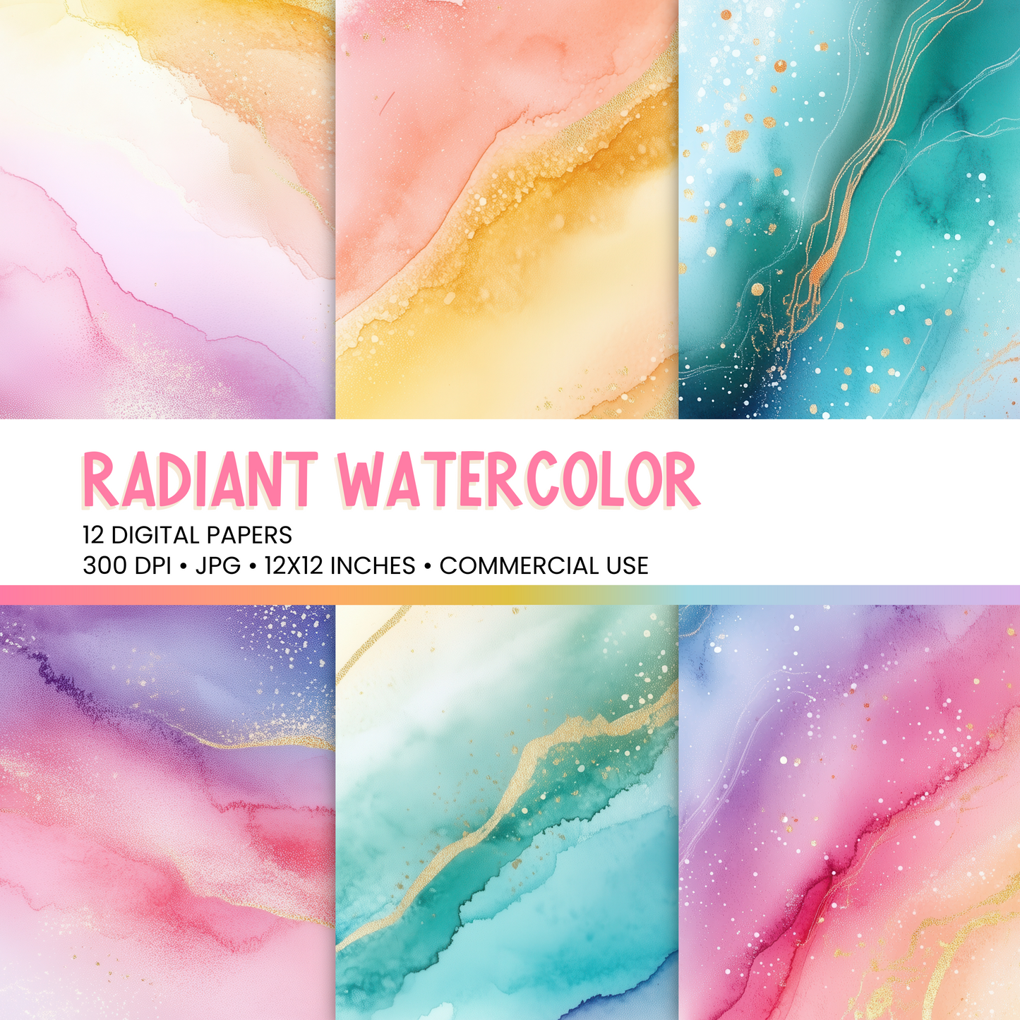 Radiant Watercolor Digital Papers