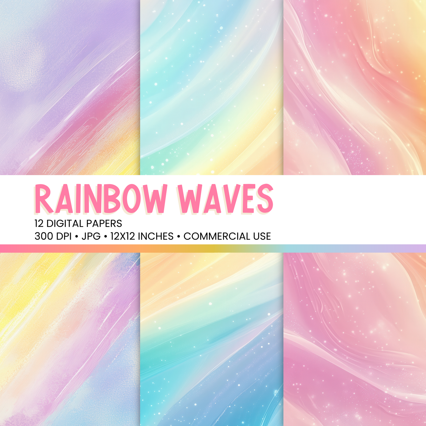 Rainbow Waves Digital Papers