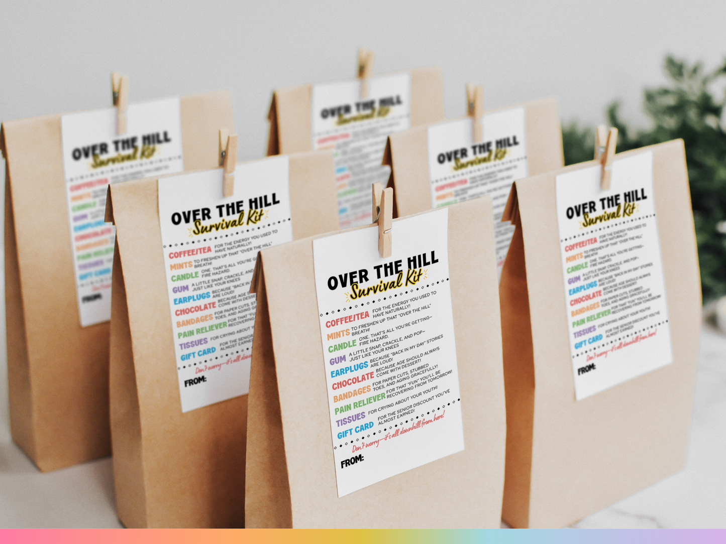 Over the Hill Survival Kit Tags