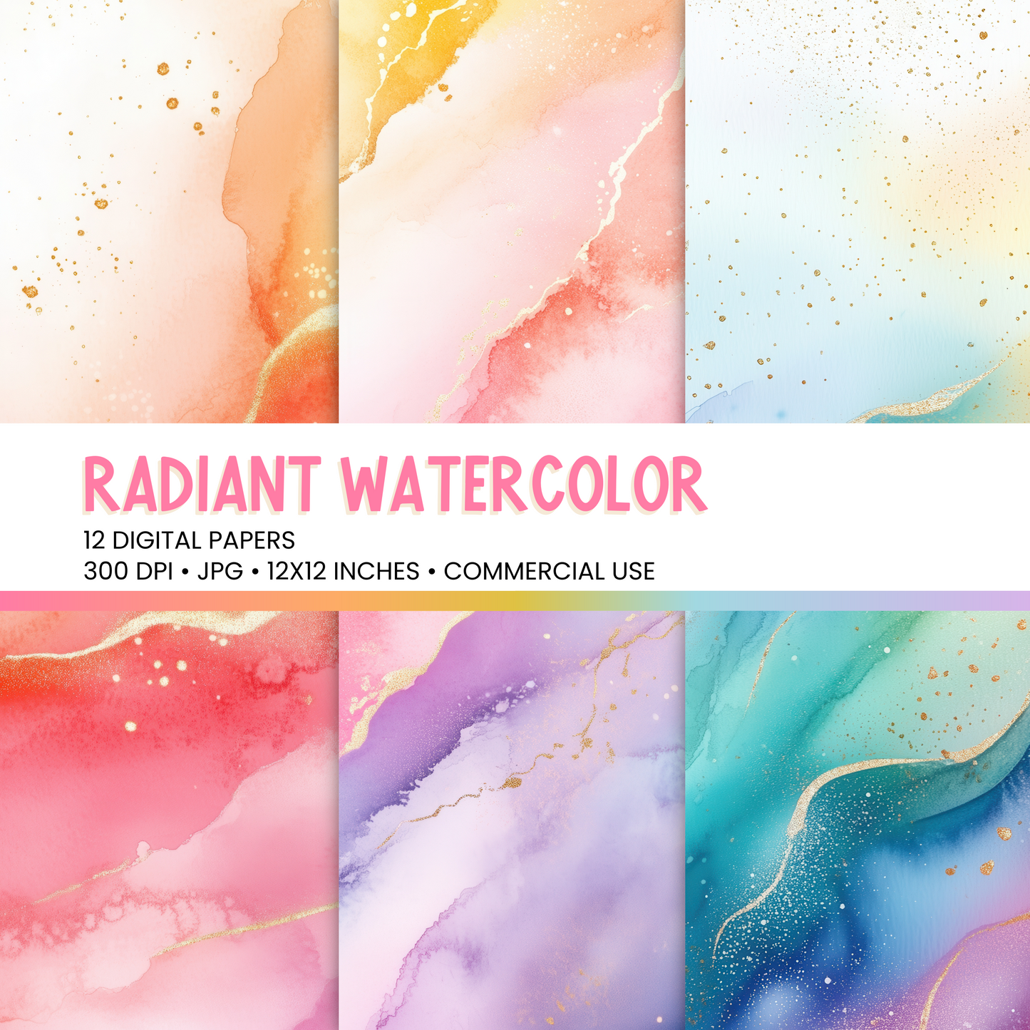 Radiant Watercolor Digital Papers