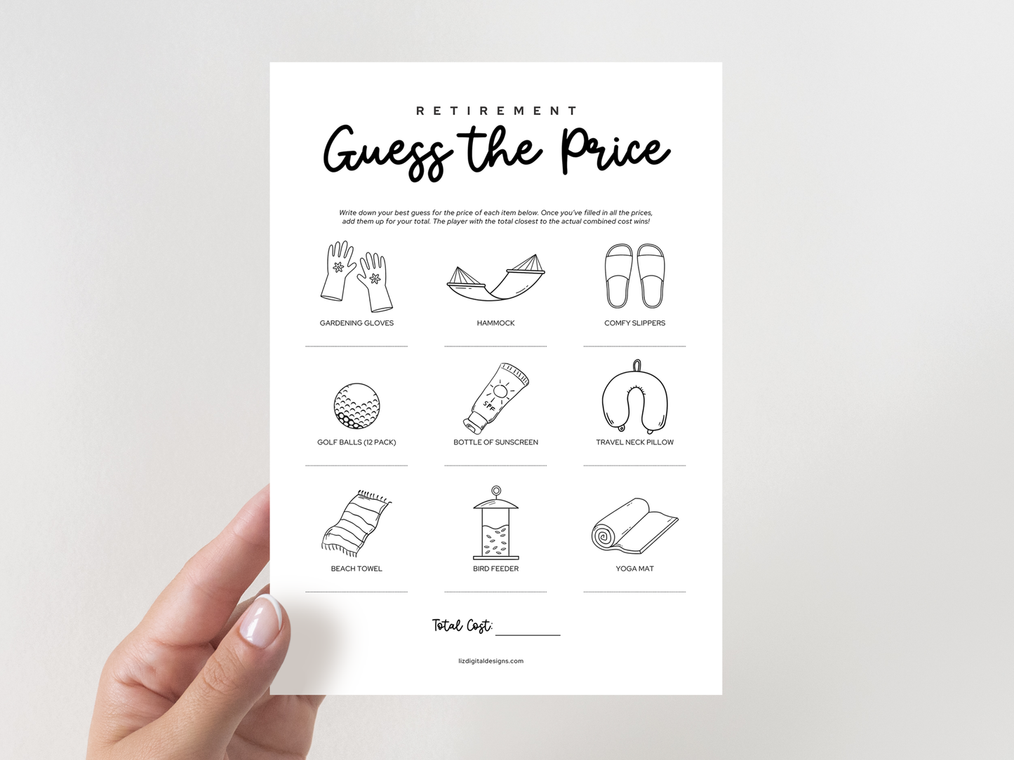 Retirement Party Game - Guess the Price