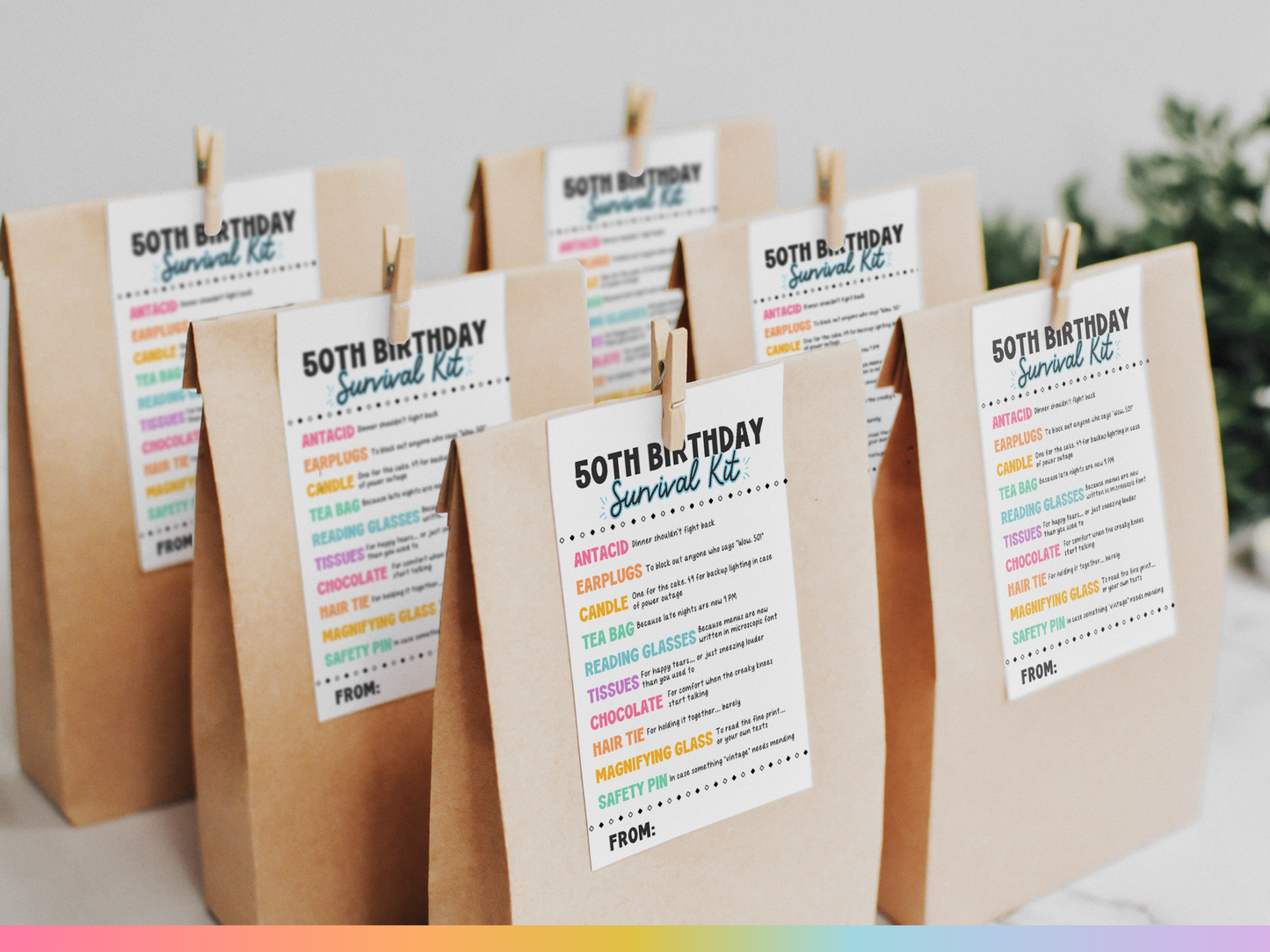 50th Birthday Survival Kit Tags