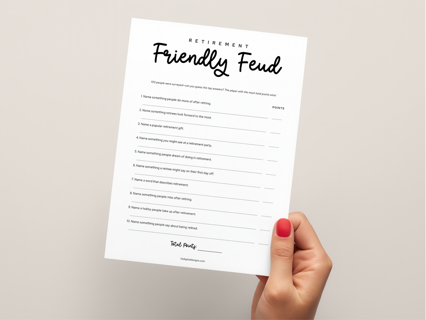 Retirement Party Game - Friendly Feud