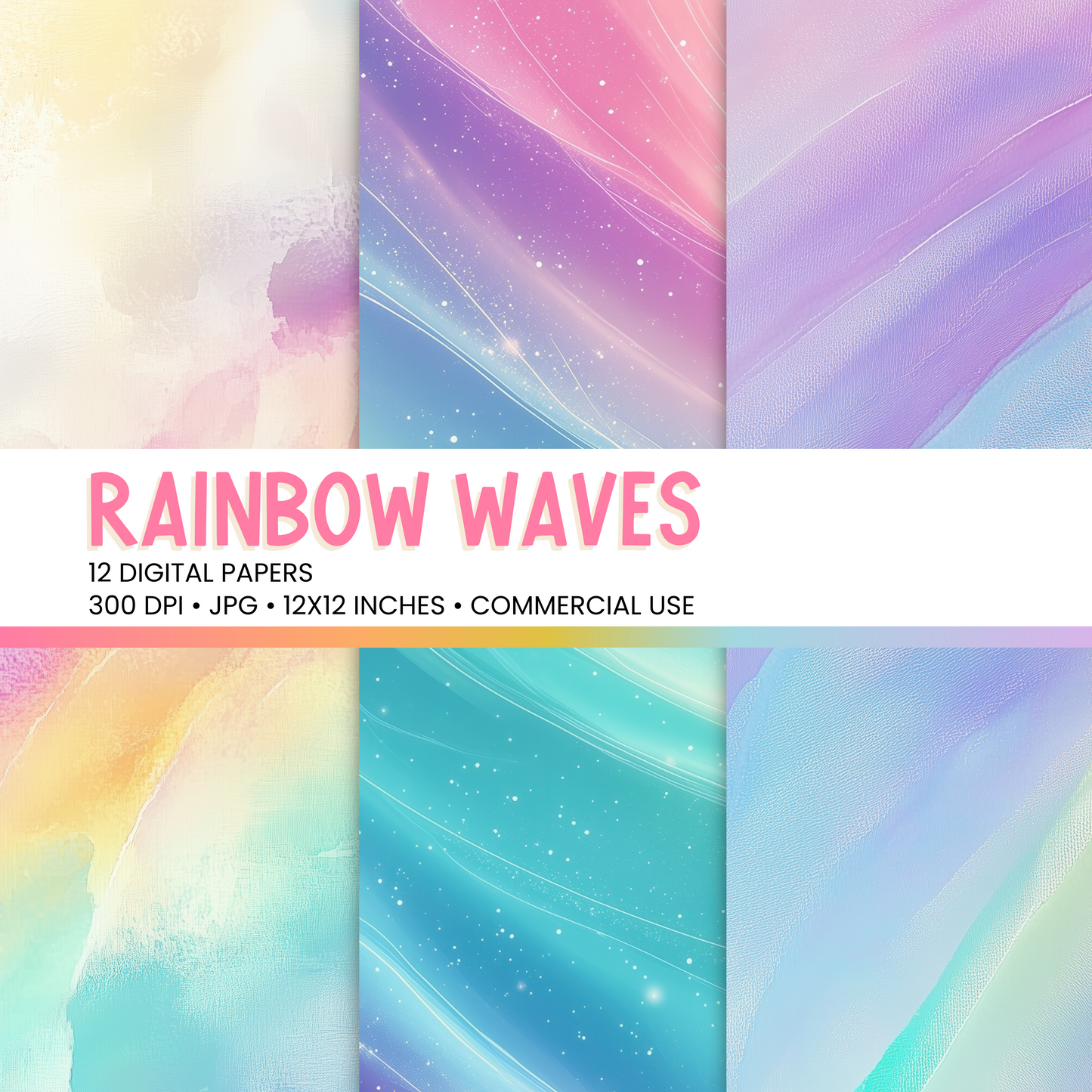 Rainbow Waves Digital Papers