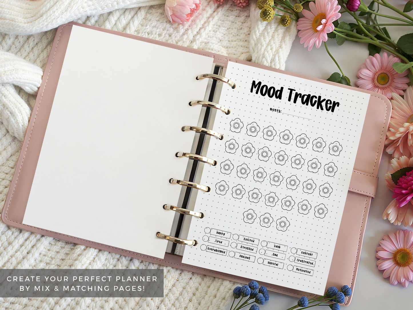 Chinese Blossoms Mood Tracker (Planner Insert)