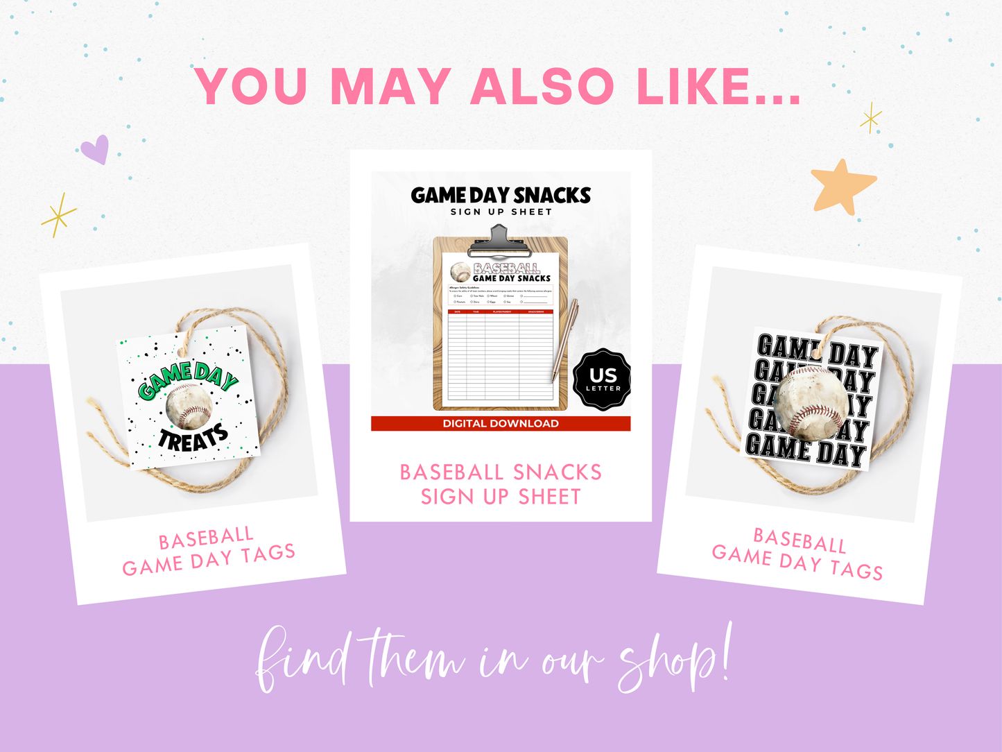 Baseball Game Day Treat Tags