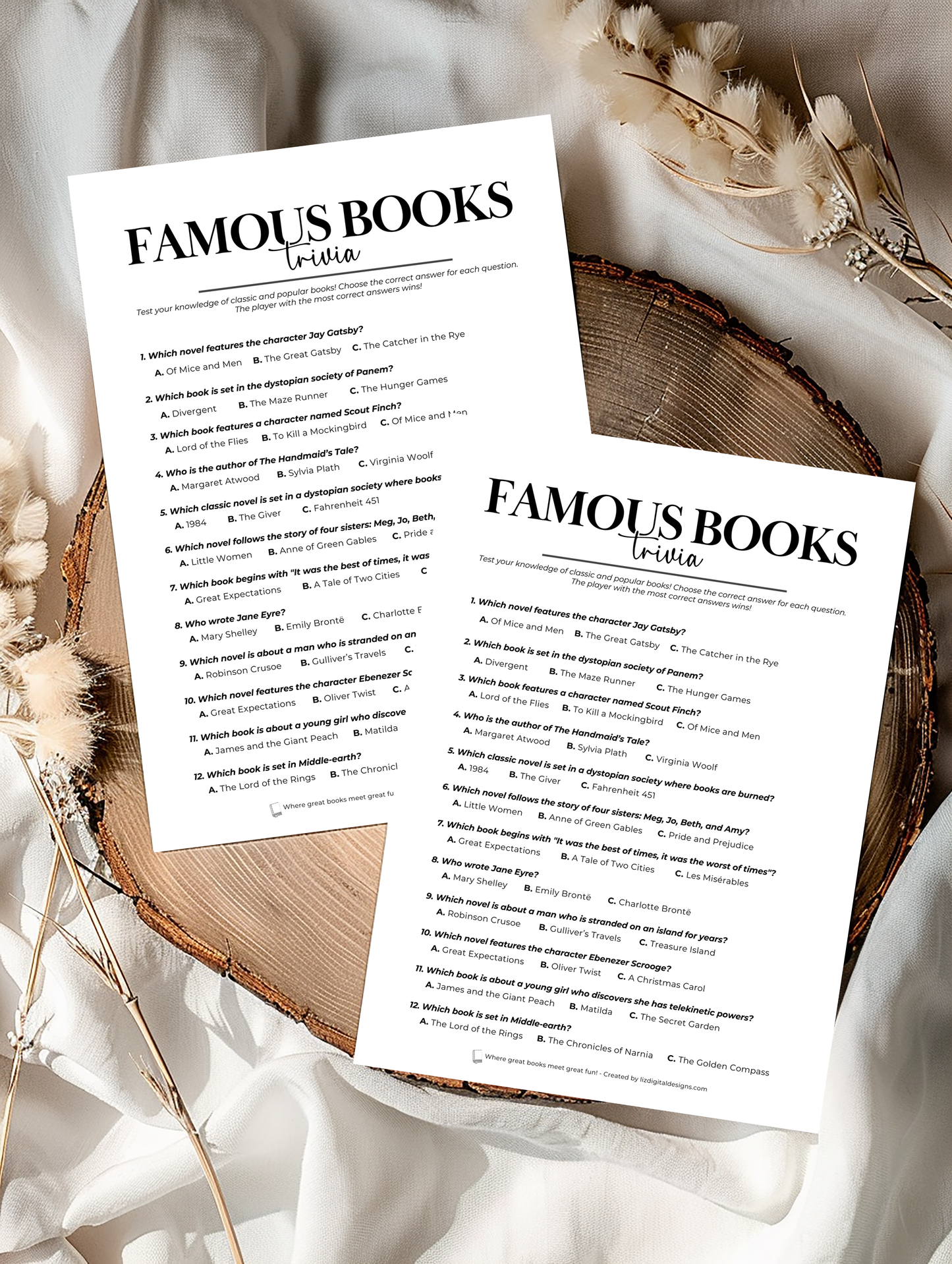 Famous Books Trivia - Book Club Edition