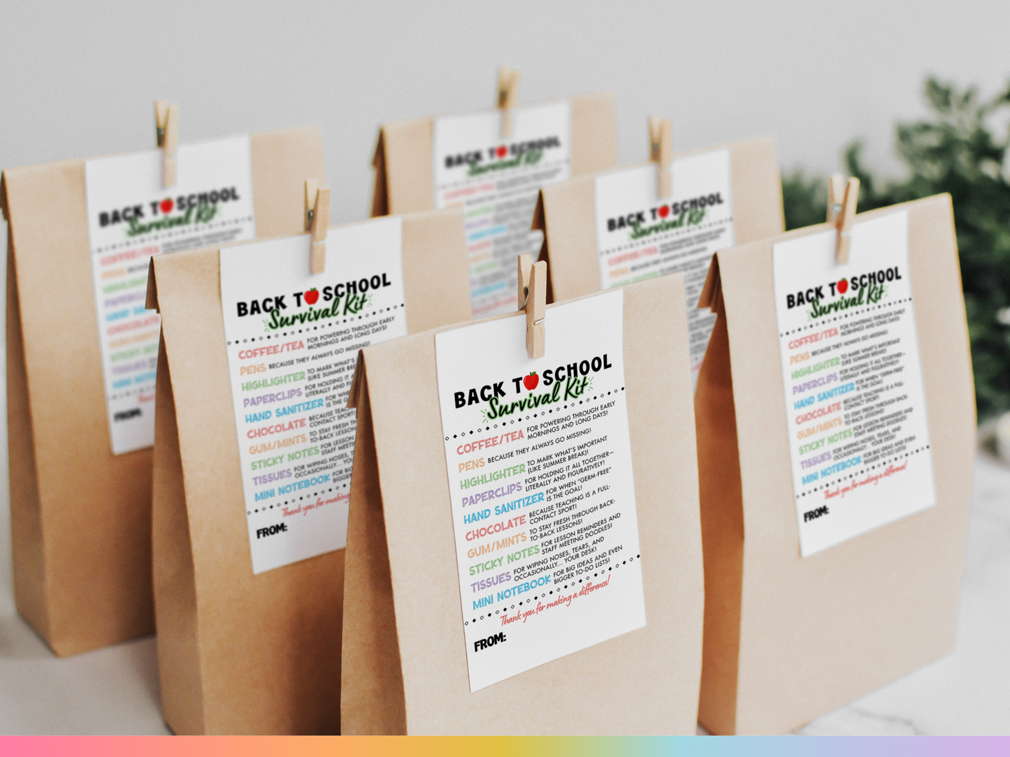 Teacher (Back to School) Survival Kit Tags