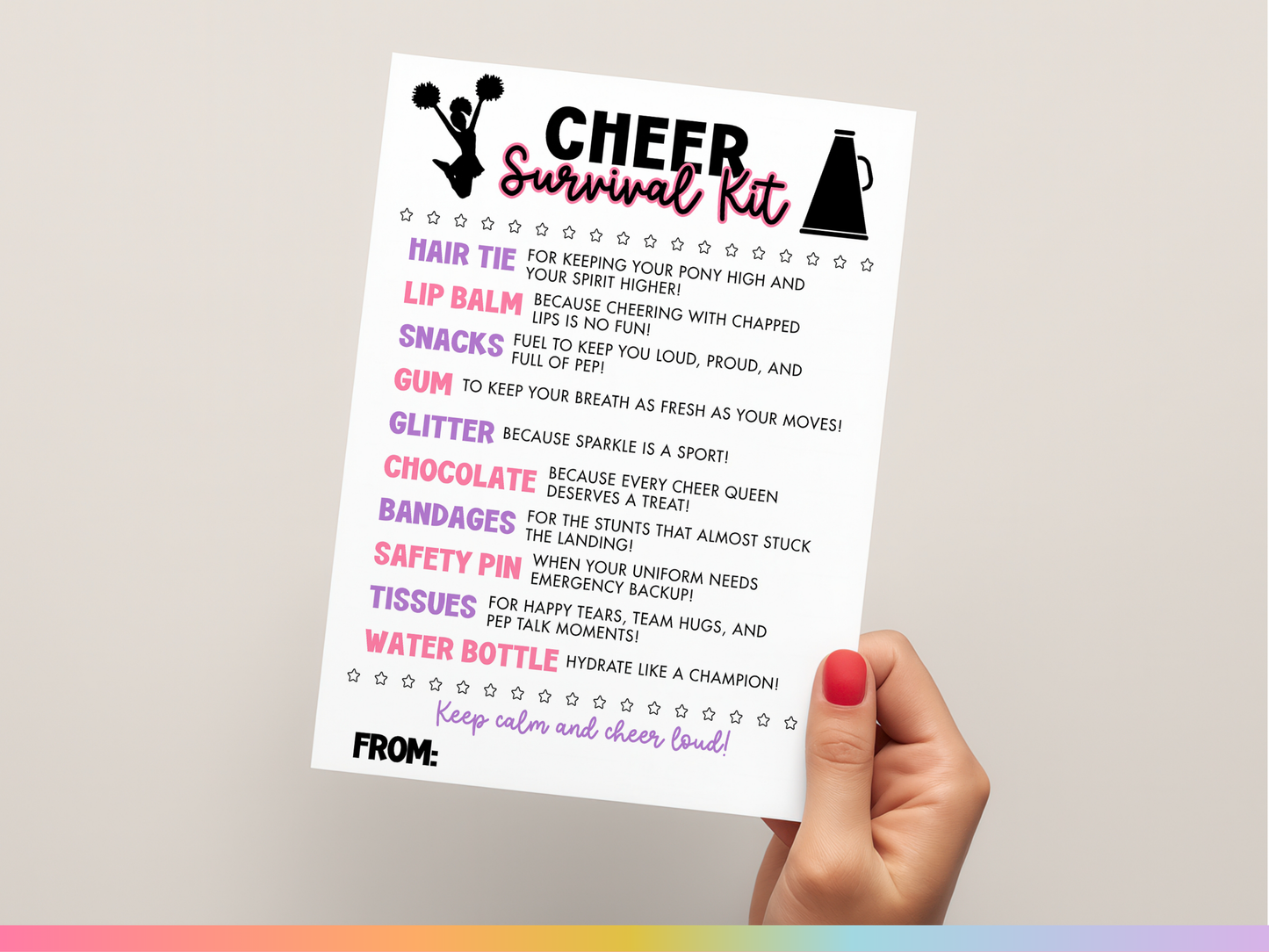 Cheer Survival Kit Tags