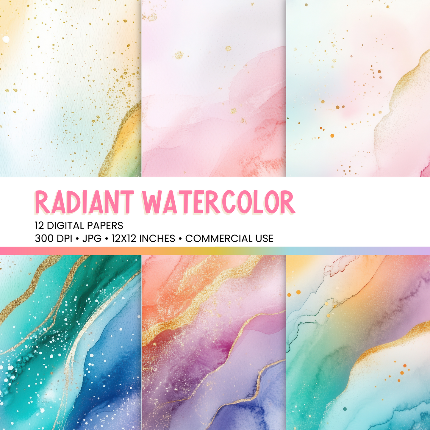 Radiant Watercolor Digital Papers