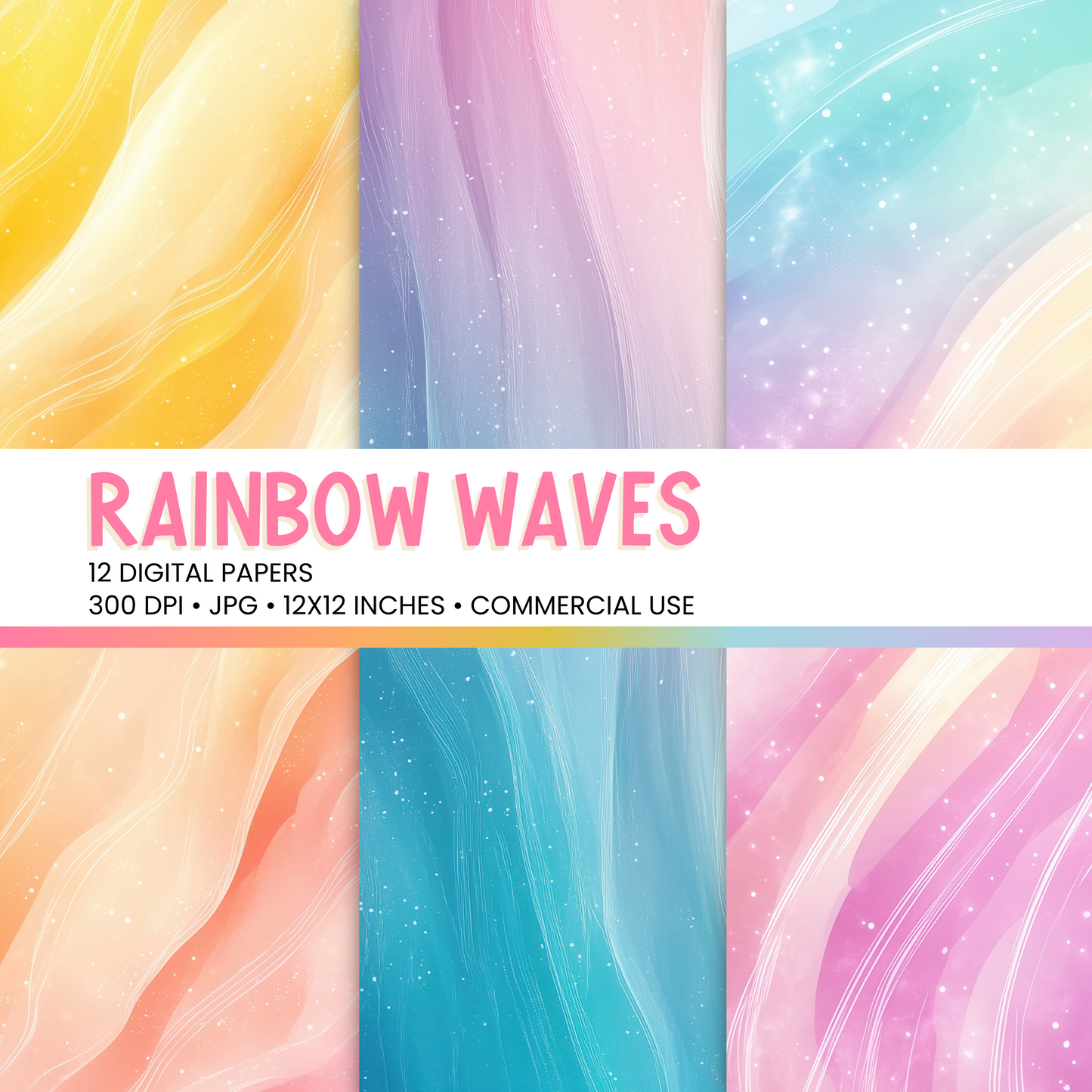 Rainbow Waves Digital Papers