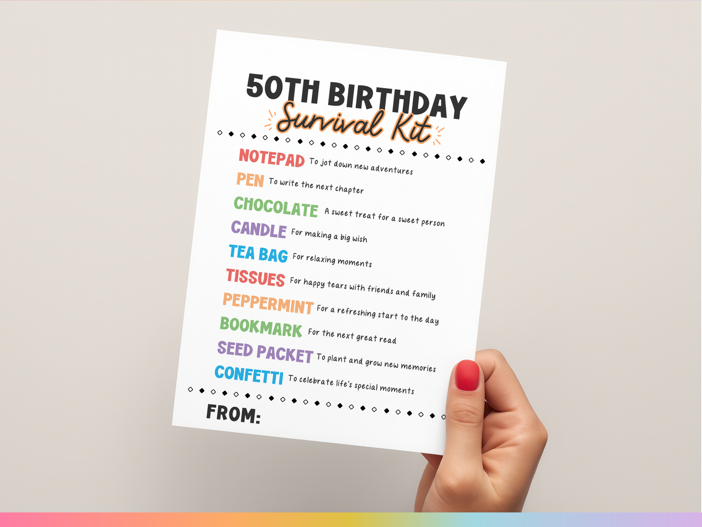 50th Birthday Survival Kit Tags