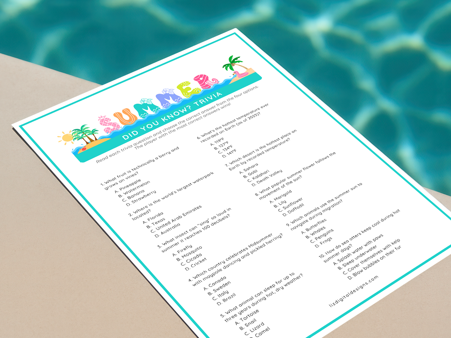 Did You Know? Summer Trivia Game