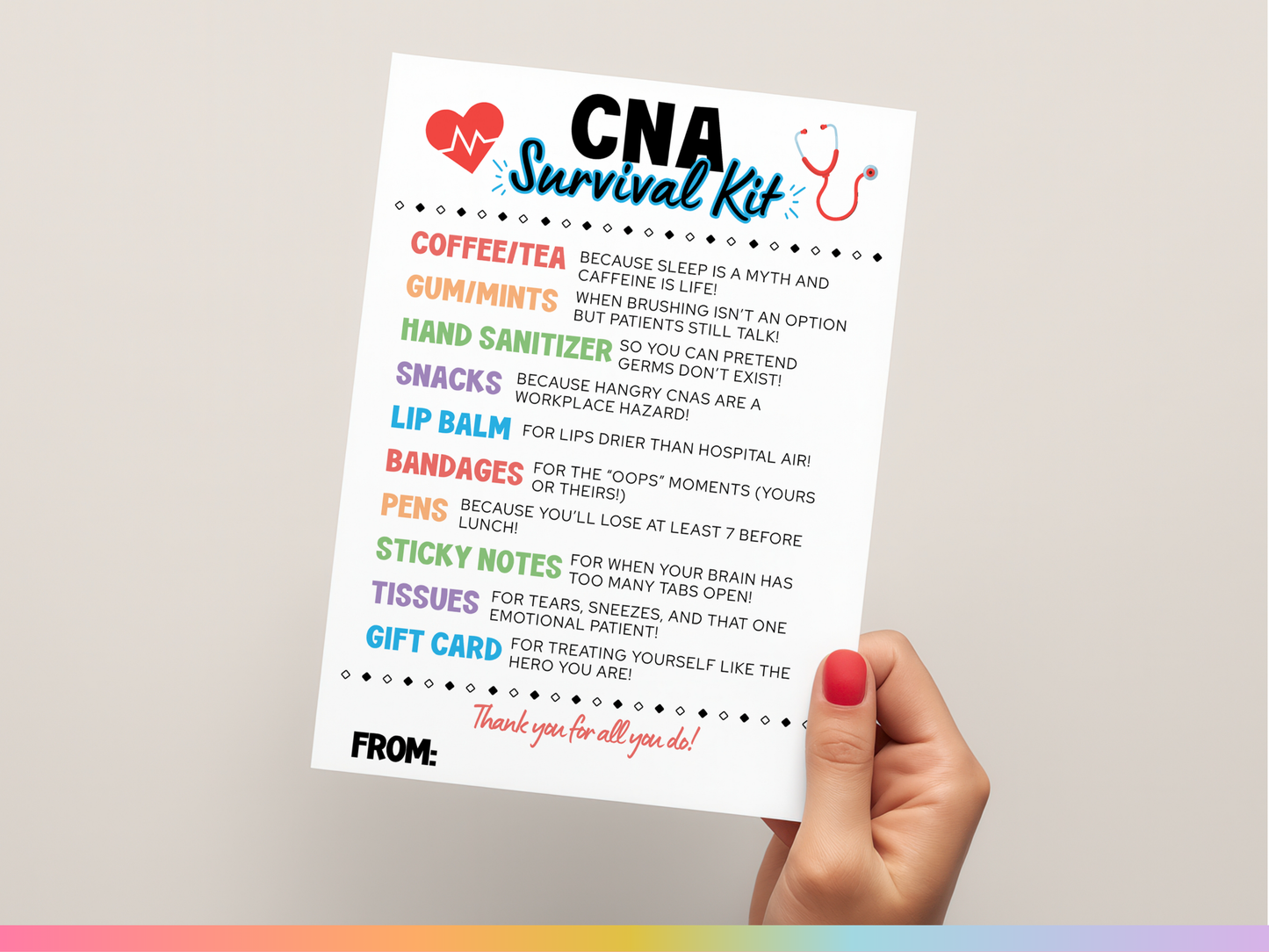 CNA Survival Kit Tags