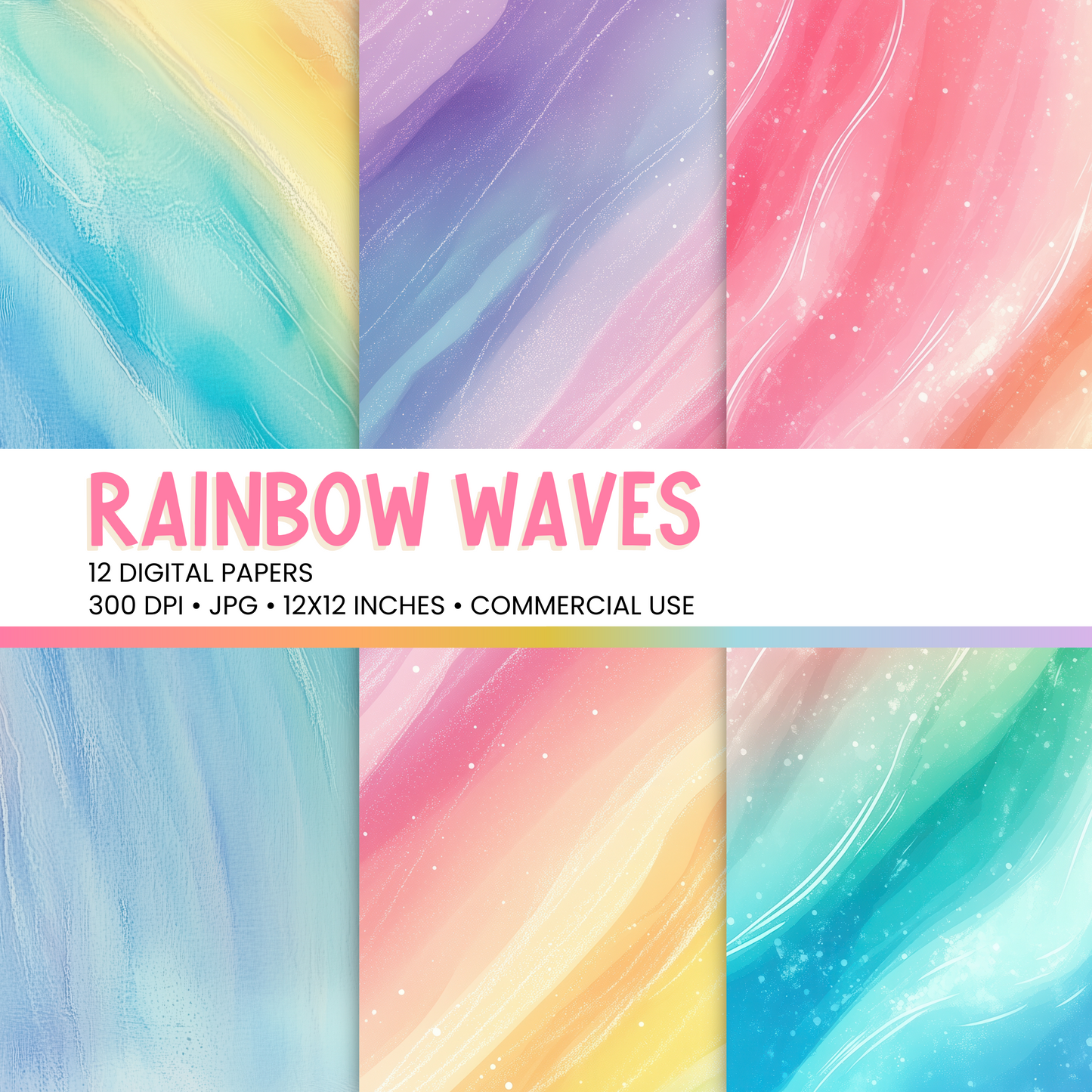 Rainbow Waves Digital Papers