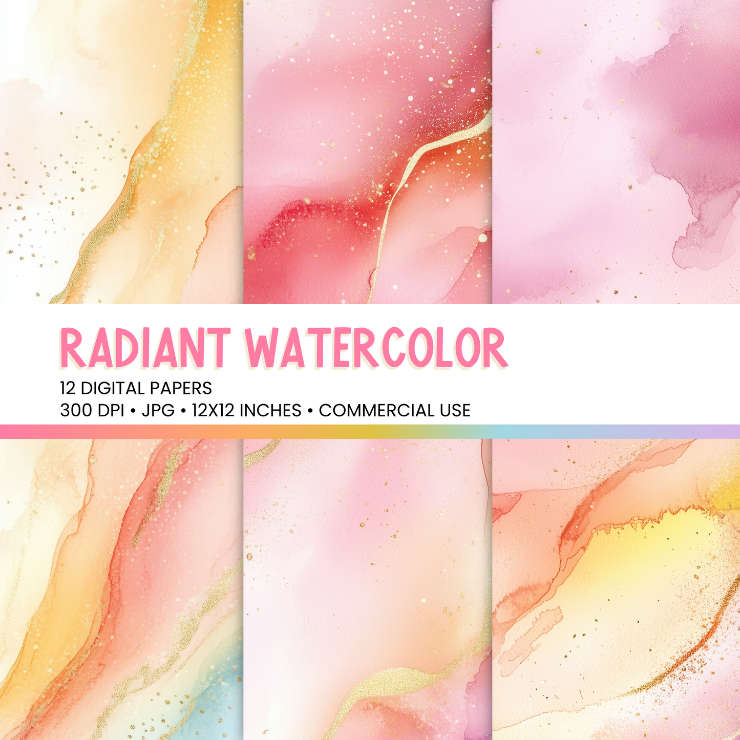 Radiant Watercolor Digital Papers