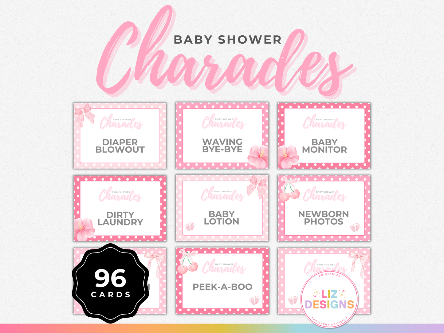 Baby Shower Charades - Pink Edition