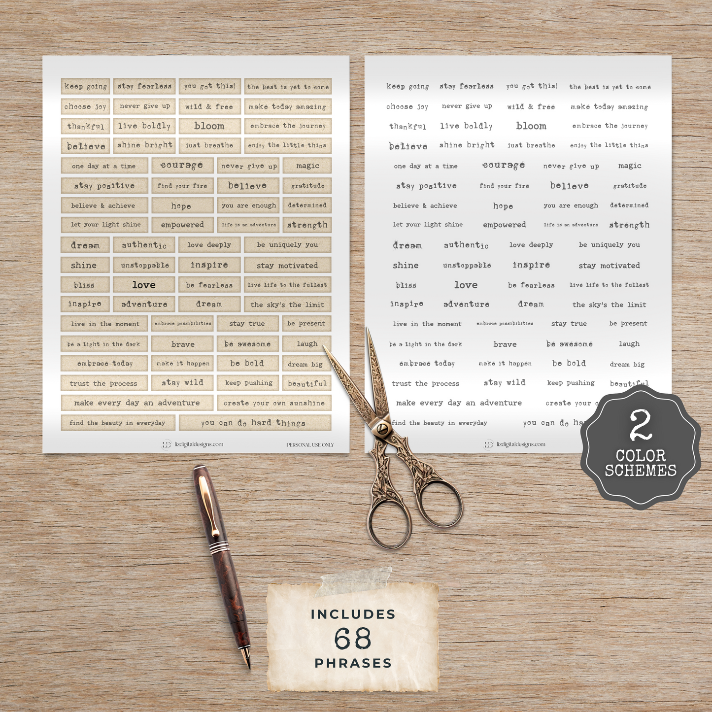 Junk Journal Words & Phrases Vol 1 - Inspirational & Motivational