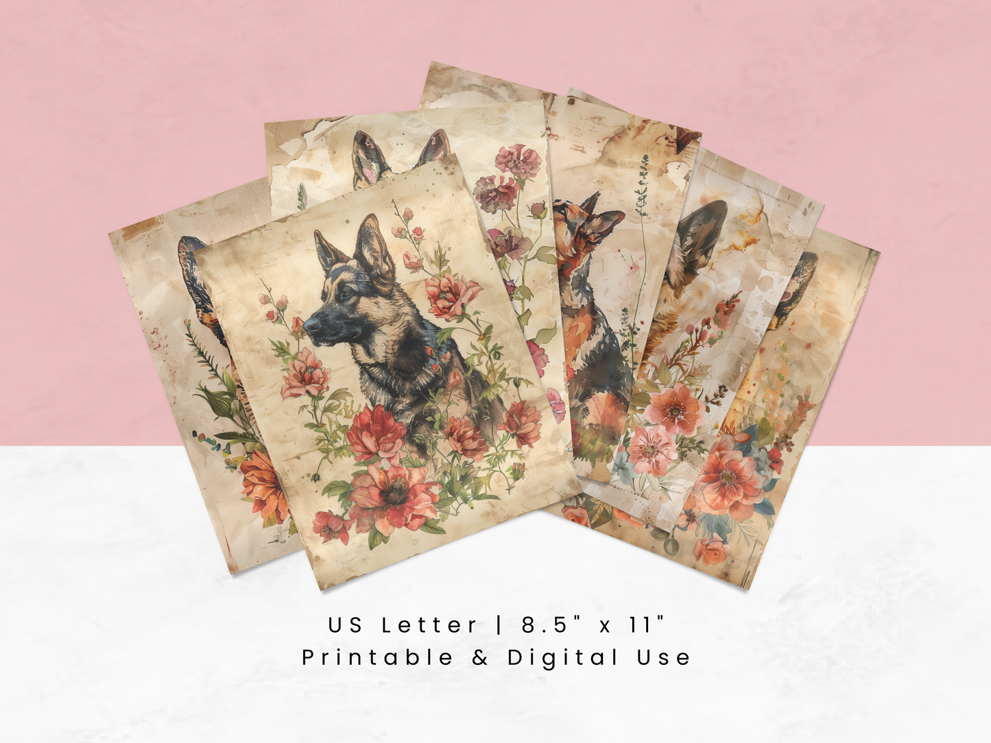 German Shepherds - Junk Journal & Scrapbooking Paper