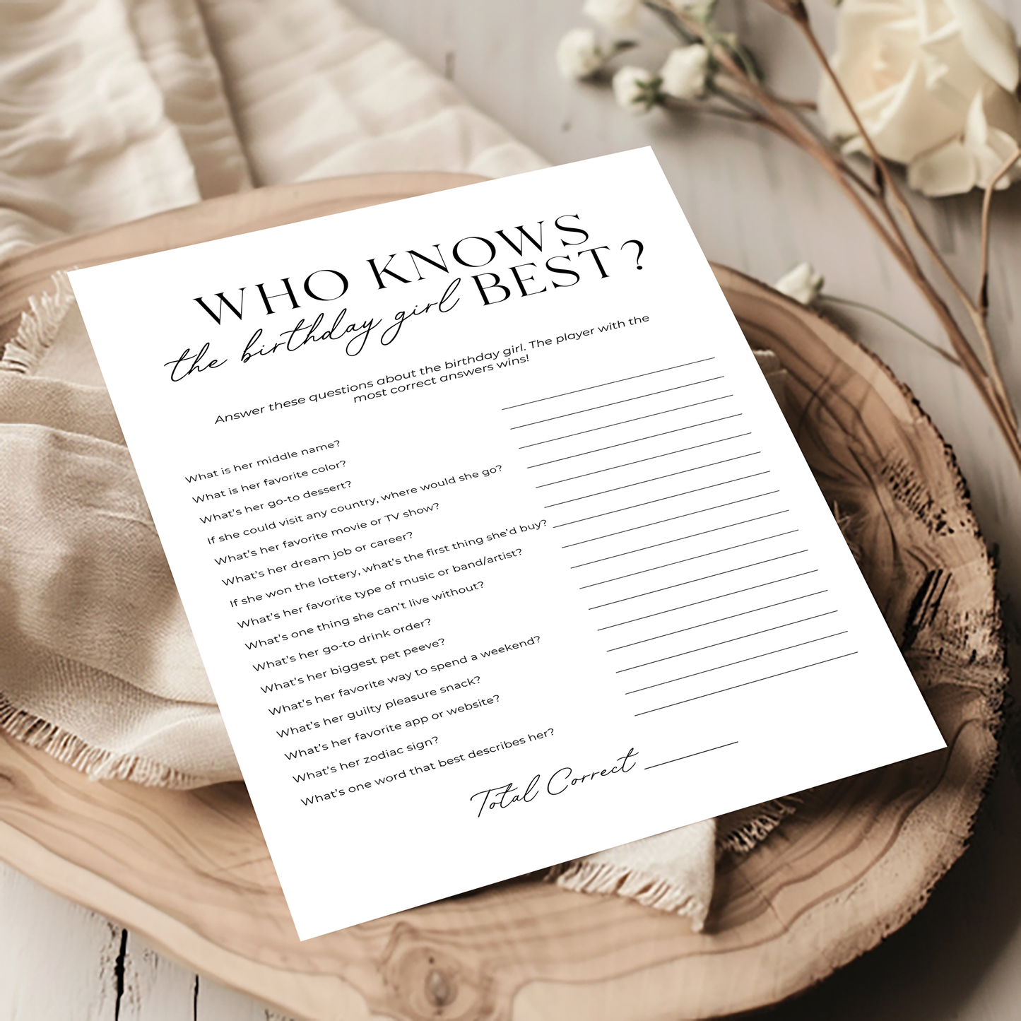 Who Knows the Birthday Girl Best? - Birthday Party Game