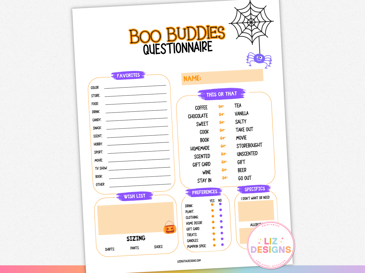 Boo Buddies Questionnaire