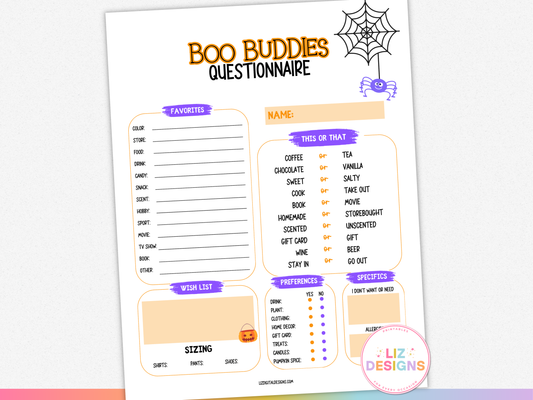 Boo Buddies Questionnaire