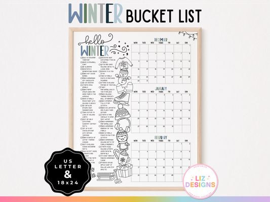 Winter Fun Bucket List & Calendar (Dec 2024-Feb 2025)