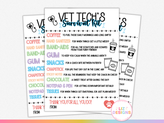 Vet Tech's Survival Kit Tags