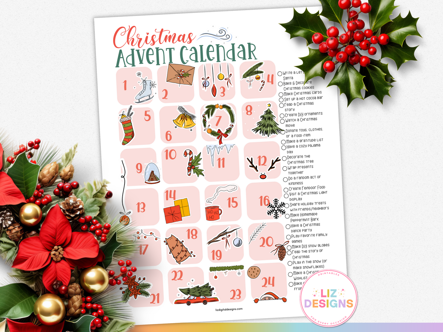 Christmas Countdown Advent Calendar (Pink)