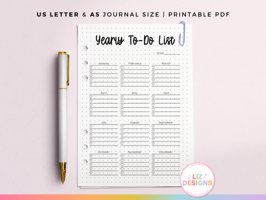 Yearly To-Do List (Planner Insert)