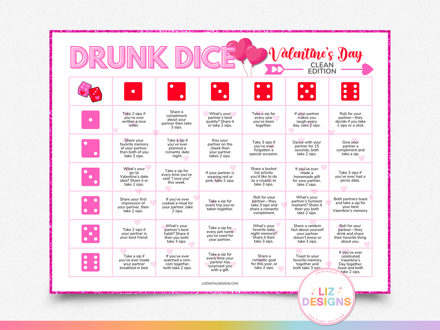 Drunk Dice - Clean Valentine's Day Edition