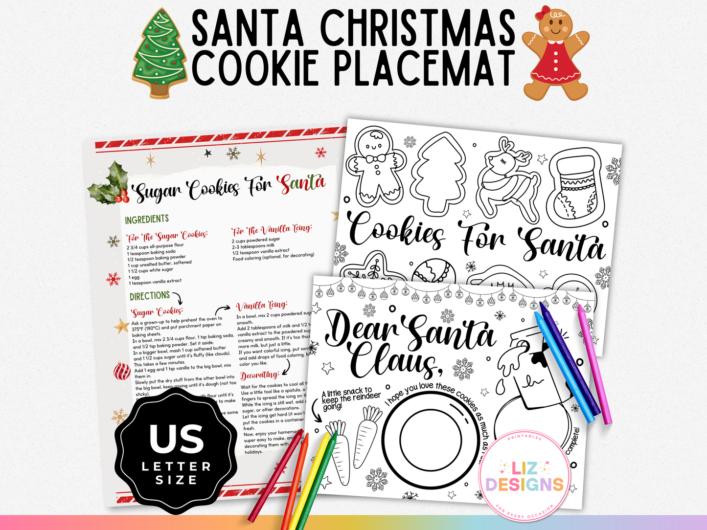 Santa Christmas Cookie Placemat