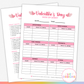 Valentine's Day Potluck Sign Up Sheet