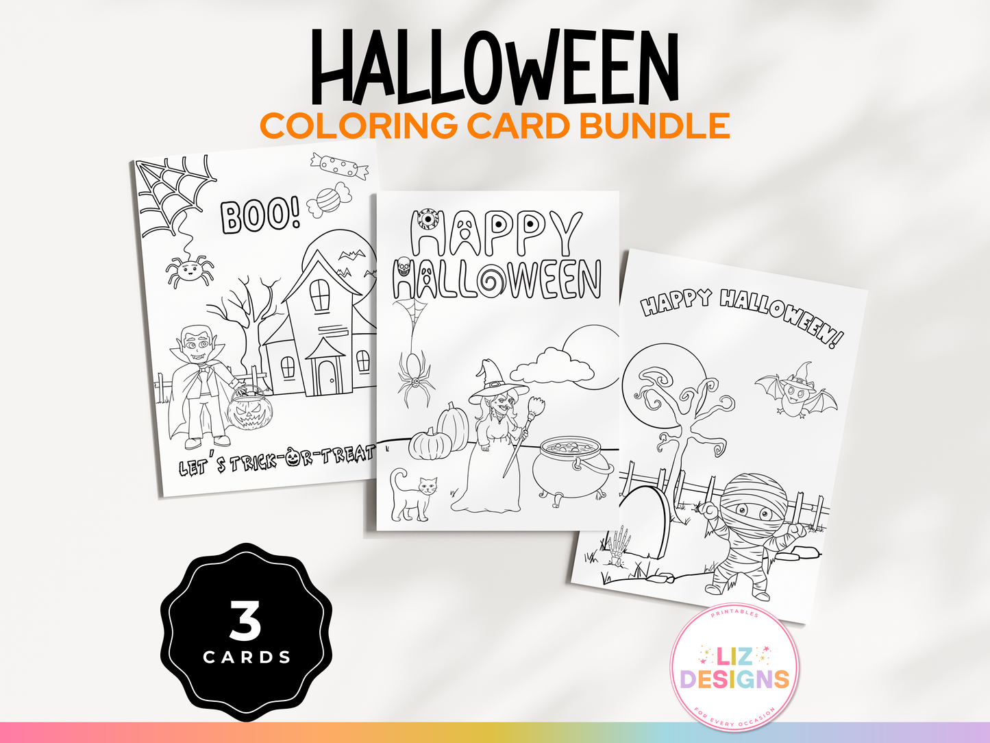 Halloween Coloring Card Bundle