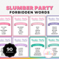 Slumber Party Forbidden Words Game