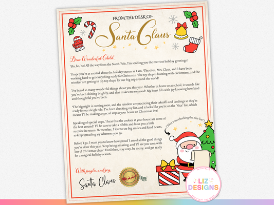 Personalized Letter from Santa + Bonus Nice List Certificate