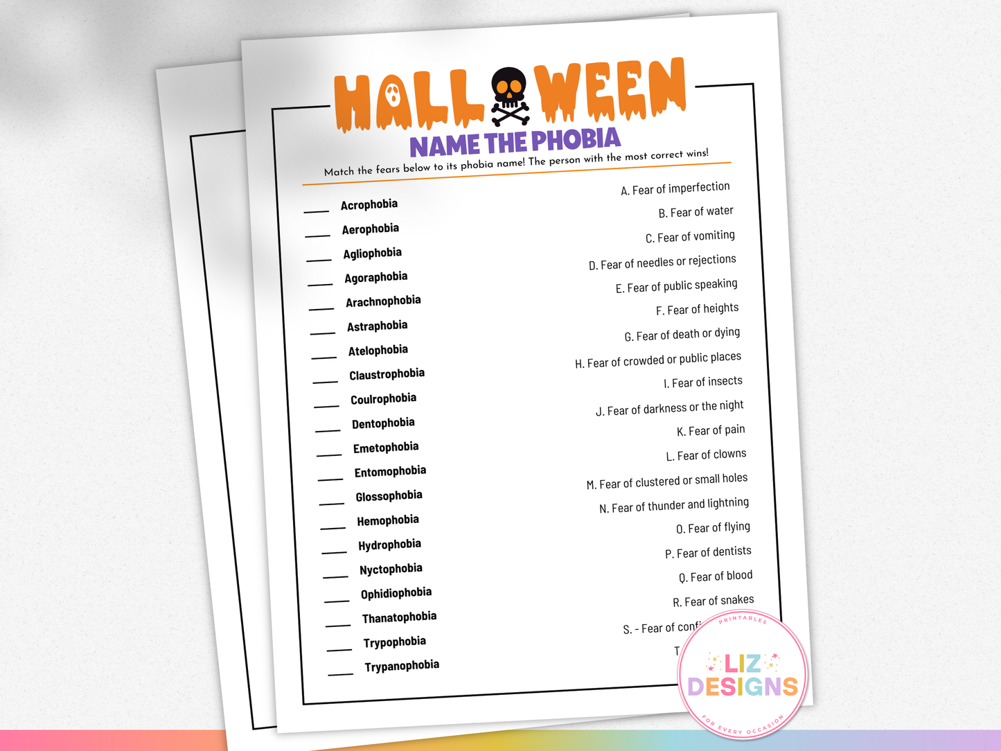 Name the Phobia (Halloween Edition)