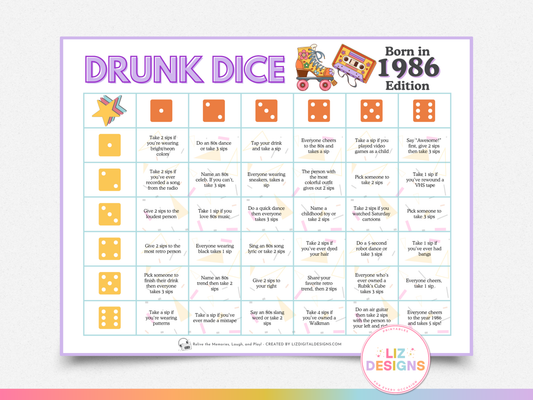 Drunk Dice - Born in 1986 Edition