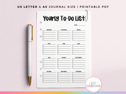 Yearly To-Do List (Planner Insert)